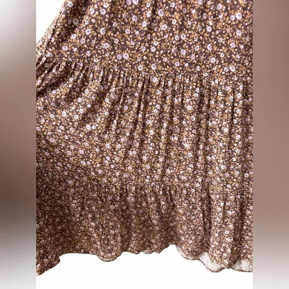 Aerie Garden Party Midi Dress Floral Relic Size M Puff Sleeve Tiered Cottagecore - Picture 6 of 12